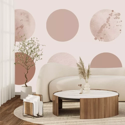 Sticker Geometric Abstract Set of Circles, aesthetic beige contemporary background, mid century modern design.