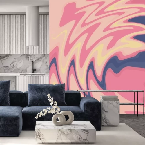 Sticker Soft aesthetic abstract background with flowers illustration - using colorful pastel color palette