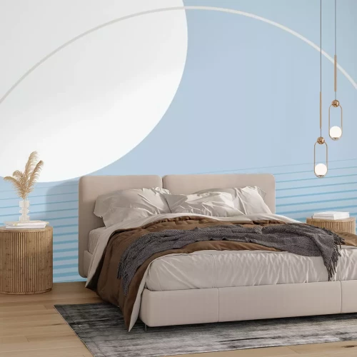 Sticker Winter blue aesthetic background in geometric minimal style