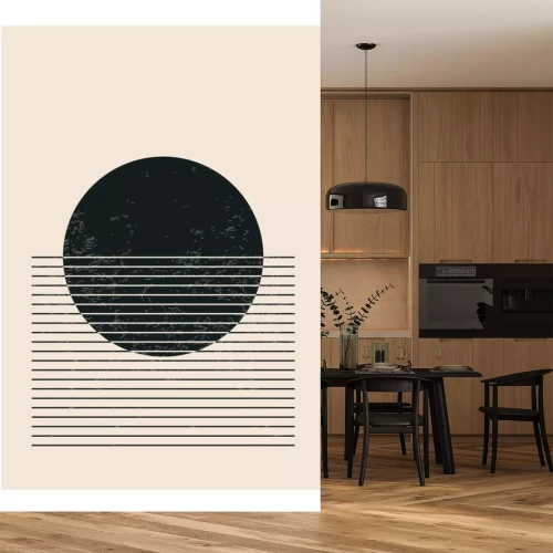 Sticker Minimal 20s geometric design poster, vector template with primitive shapes