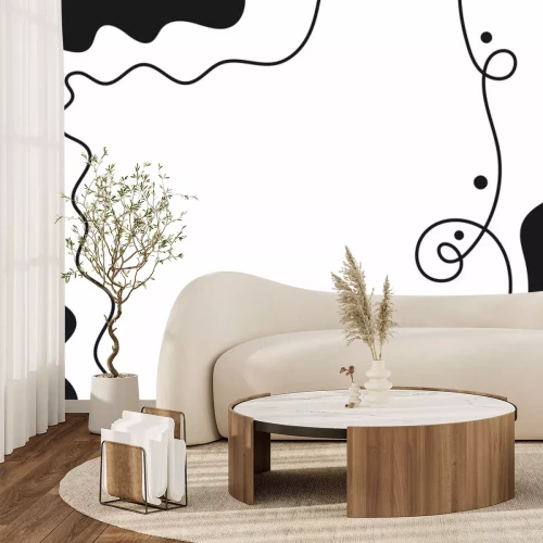 Sticker Horizontal black and white background drawn by hand. Modern abstract flat template. Simple vector illustration.