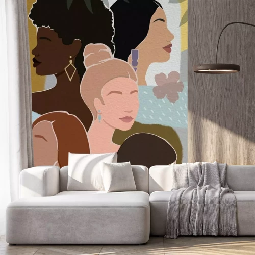 Sticker Modernes Konzept der Frauen mit unterschiedlicher Hautfarbe