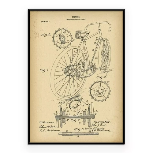 Poster Technische Zeichnung für ein Fahrrad