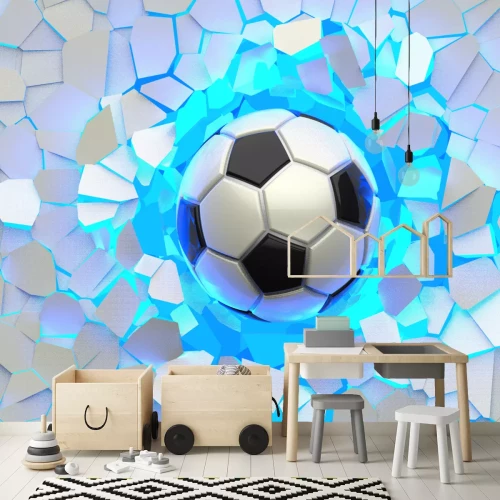 Fototapete Fußball auf beleuchteten Kacheln