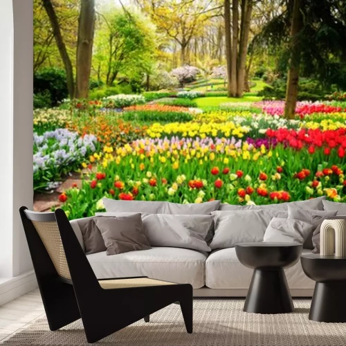 Fototapete Blumenbeete im Park