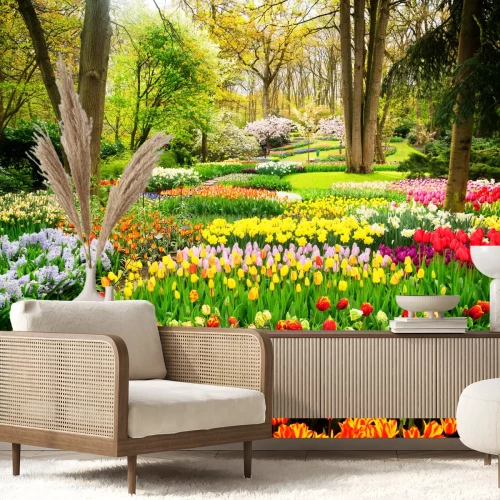 Fototapete Blumenbeete im Park