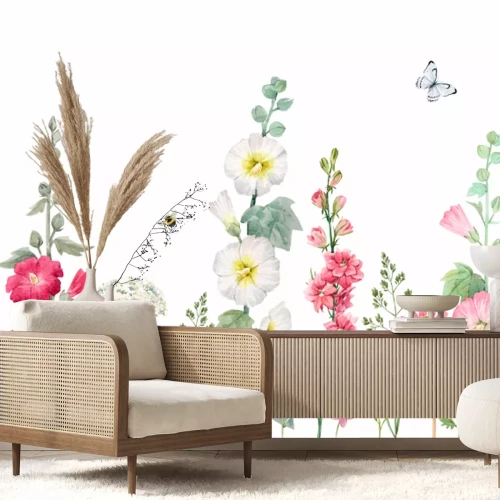 Sticker Wiese mit Malven