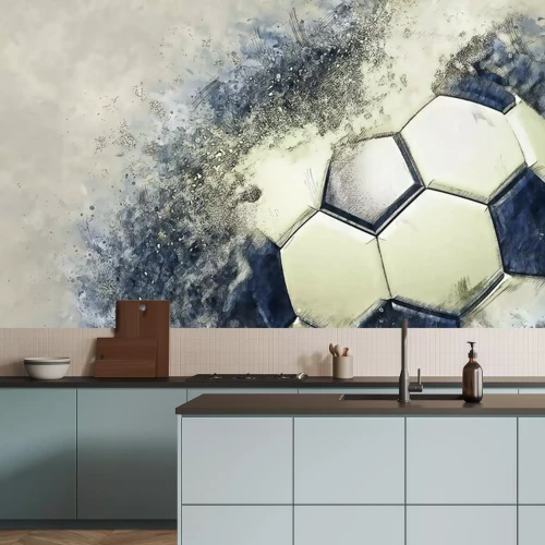 Fototapete Soccer ball with particles illustration combined pencil sketch and watercolor sketch. 3D illustration. 3D CG. High resolution.