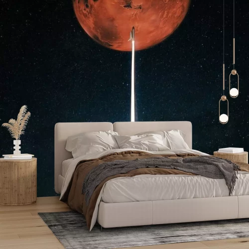 Fototapete Rakete startet zum Planeten Mars