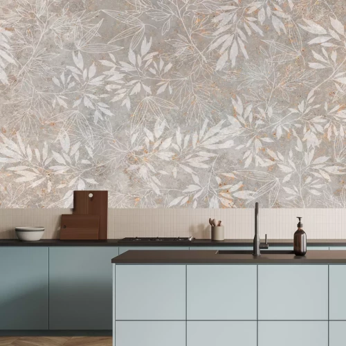 Fototapete Pflanzen und Blätter auf einem Betonhintergrund