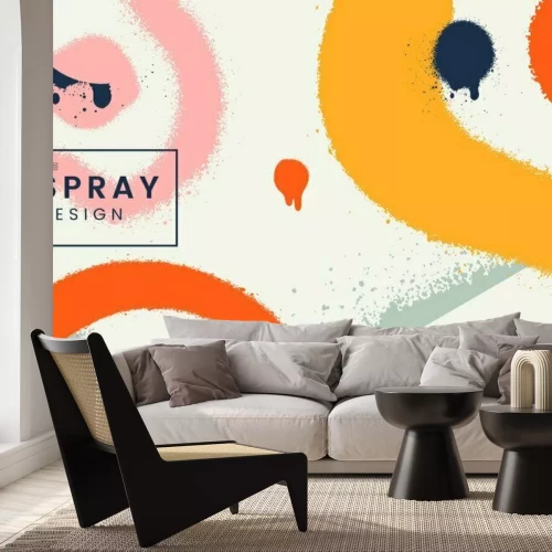 Sticker Abstract vector background with spray paint texture. Colorful graffiti backdrop with blots of paint and place for text. Contemporary poster concept. Art banner design. Grunge style.