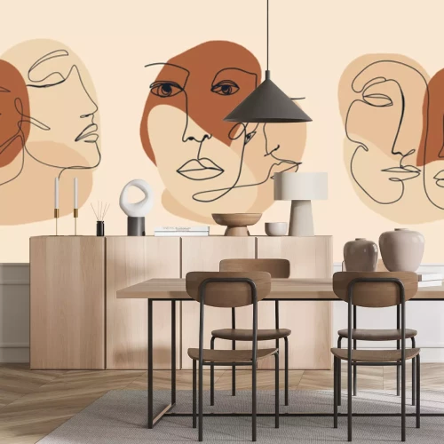 Sticker Modische menschliche Gesichter im minimalistischen Line Stil