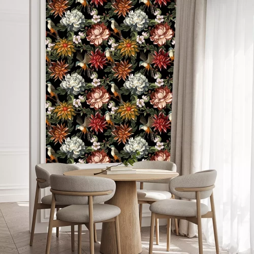 Tapete Ein bunter Pfingstrosengarten