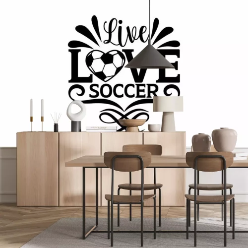 Sticker Live love soccer - Soccer t shirts design, Hand drawn lettering phrase, Calligraphy t shirt design, Isolated on white background, svg Files for Cutting Cricut and Silhouette, EPS 10