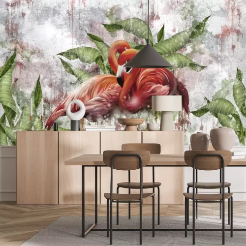 Sticker Abstrakte Flamingos auf Beton