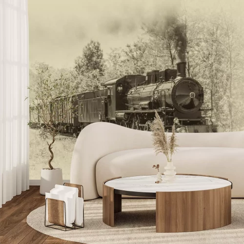 Fototapete Dampflokomotive im Vintage-Stil