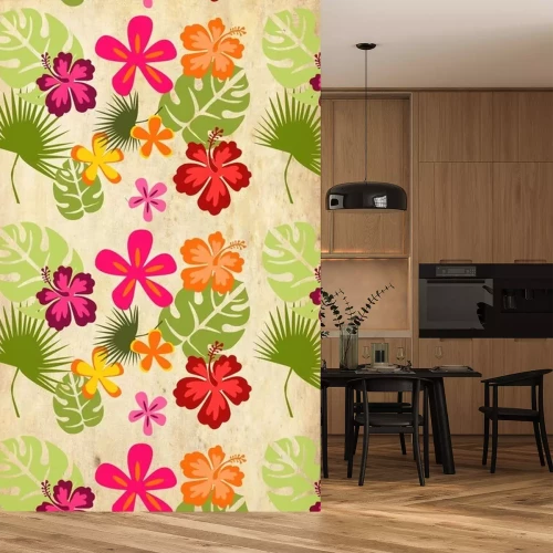 Sticker Tropische Blumen mit Fensterblatt