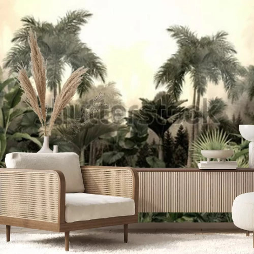 Fototapete Tropischer Wald im Vintage-Stil