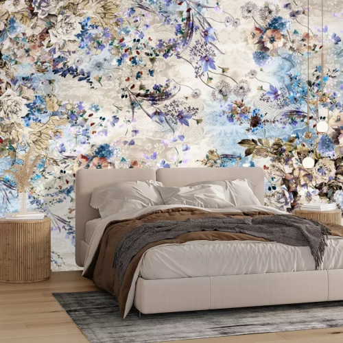 Fototapete Seamless floral pattern with flowers, watercolor,, watercolor. Template design for textiles, interior, clothes, wallpaper, art abstract design ,background