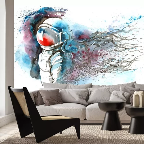 Sticker Astronaut im Weltraum künstlerische Grafik