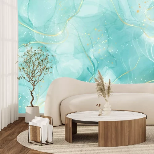 Fototapete Aquarellmarmor in Türkis