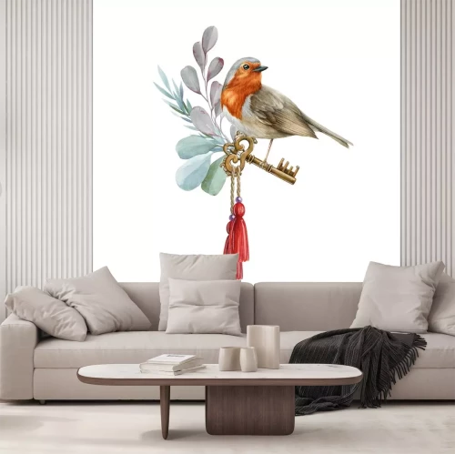 Sticker Kleiner Vogel und Schlüssel