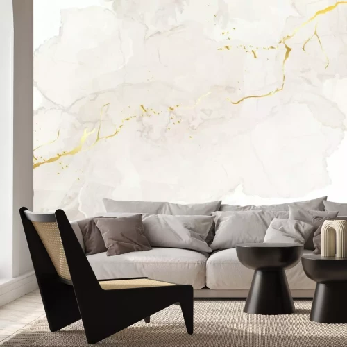 Fototapete Ein beiger Fleck, der mit einem goldenen Band geschnitten ist