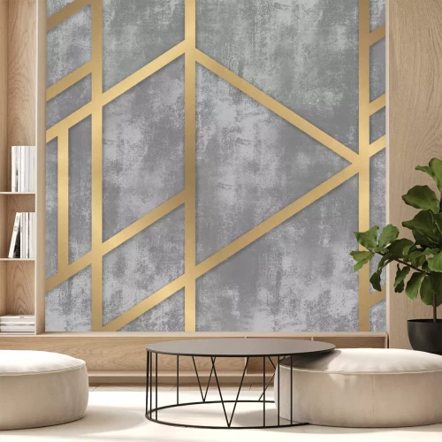 Fototapete Abstrakte goldene Linien auf grauem Hintergrund