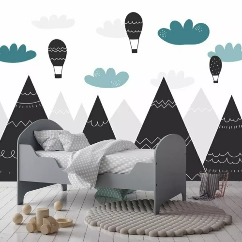 Sticker Ballons über den Bergen im skandinavischen Stil