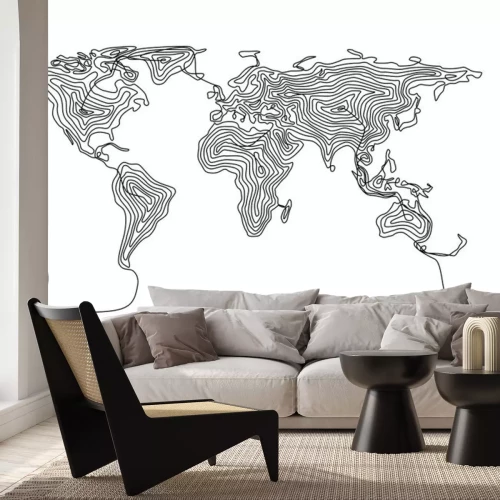 Sticker Lineare Karte der Welt