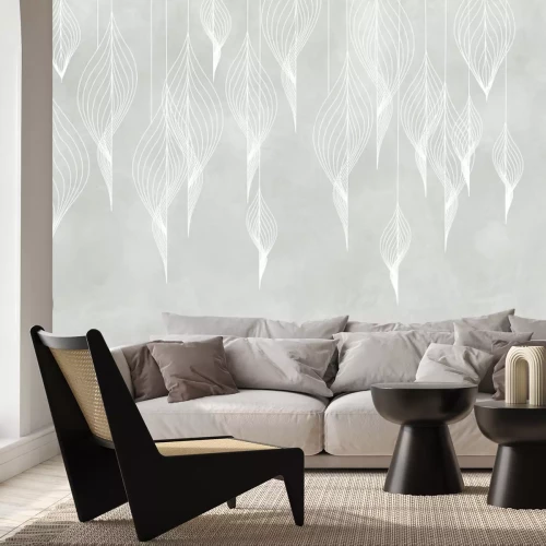 Fototapete Mural for the walls. Photo wallpapers in the grunge style. Original leaves. Abstract leaves in vintage style.