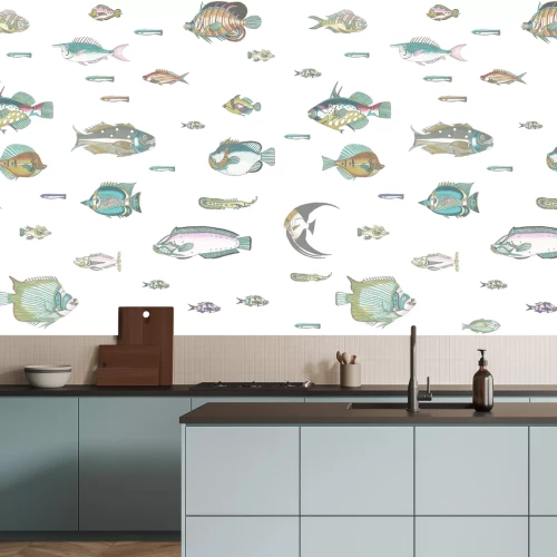 Fototapete Fisch auf weißem Hintergrund