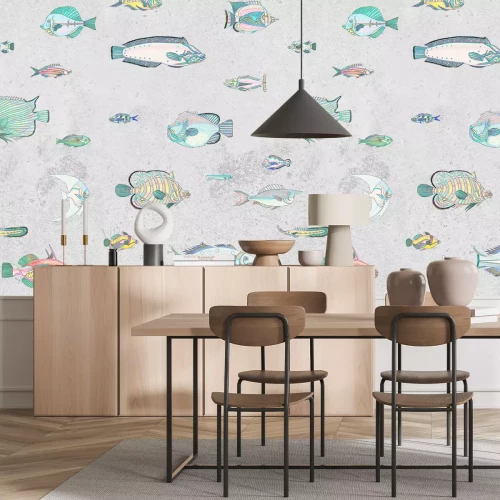 Fototapete Hintergrund der grauen Fische