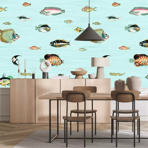 Fototapete Fisch auf blauem Hintergrund