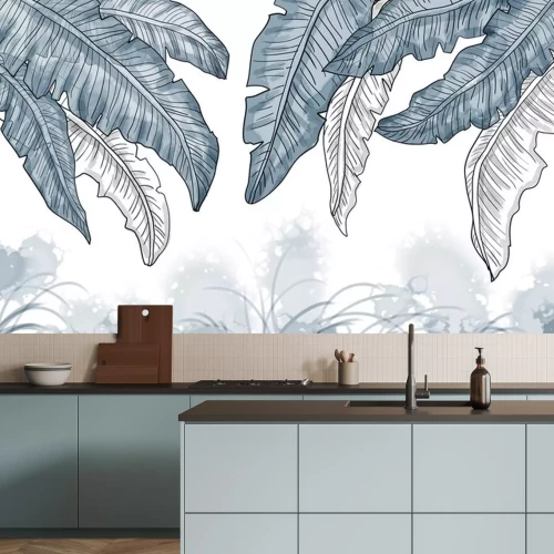 Sticker Blaue Palmblätter