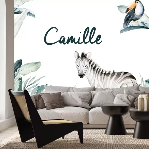 Sticker Kindername und Zebra