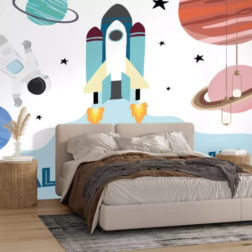 Sticker Kindername und Weltraumrakete