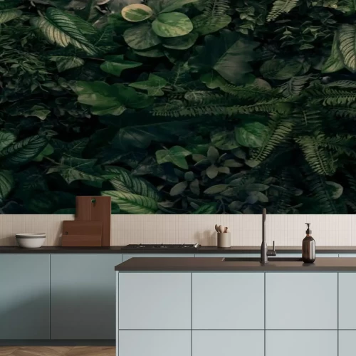 Fototapete Creative nature green background, tropical leaf banner or floral jungle pattern concept.