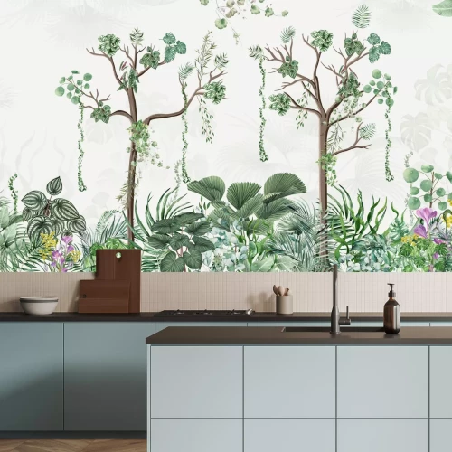 Fototapete Tropical trees and leaves for digital printing wallpaper, custom design wallpaper