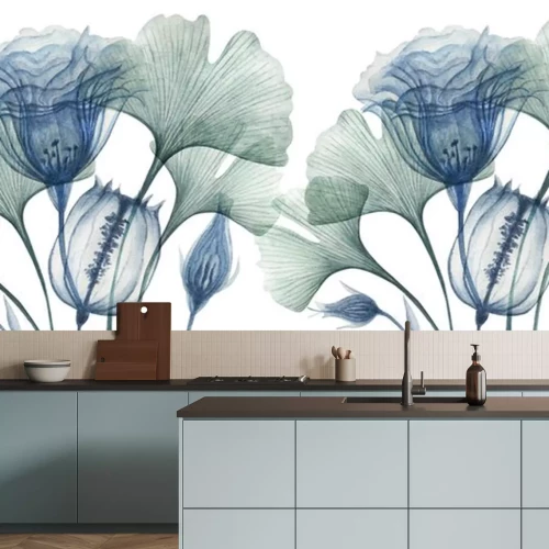 Sticker Zarte blaue Blüten und Blätter