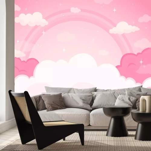 Sticker Rosa Märchenhimmel mit Wolken