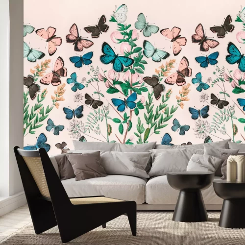 Fototapete Schmetterlinge inmitten grüner Zweige