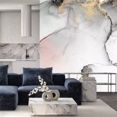 Sticker Mit Aquarellfarben gemaltes Marmor-Muster