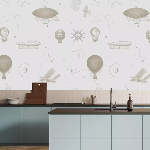 Fototapete Vintage fliegende Fahrzeuge