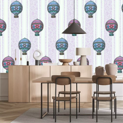 Fototapete Blaue Luftballons und Ornamente