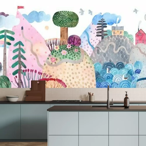 Sticker Bärchen auf dem Weg durch die Berge