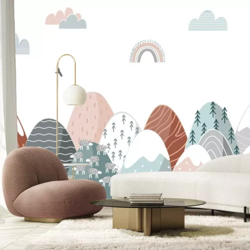 Sticker Märchenhafte Berglandschaft im skandinavischen Stil