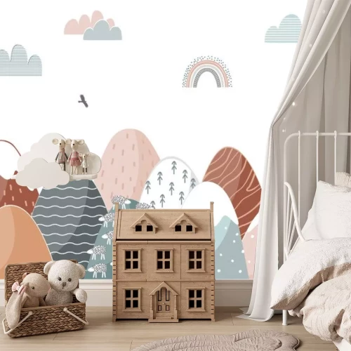 Sticker Märchenhafte Berglandschaft im skandinavischen Stil