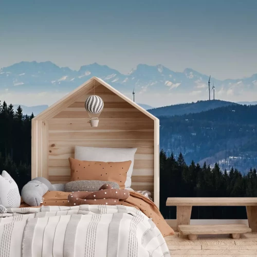 Fototapete Windkraft im Südschwarzwald mit Alpenpanorama