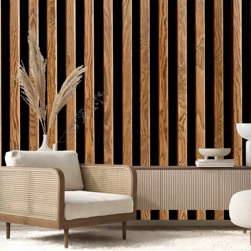 Sticker Holzlamellen auf schwarzem Hintergrund